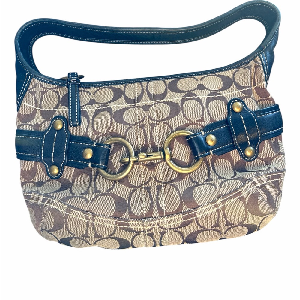 Vintage Coach Signature Brown Black Shoulder Monogrammed Ergo Hobo Bag Y2K - Picture 17 of 17